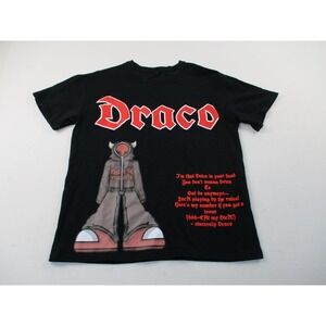 Draco Shirt Mens S Black Streetwear Y2K Gothic Edgy Embroidered Letters